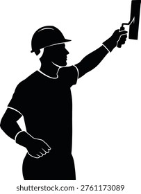 A construction worker A silhouette of a person sitting in a meditative yoga pose Vector