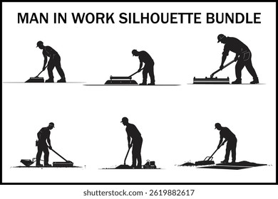 Construction Worker Silhouette Set Bundle