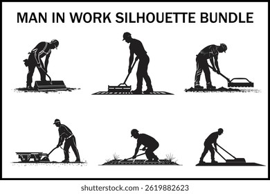 Pacote de conjunto de silhuetas para trabalhadores de construção