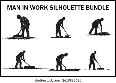 Conjunto de silueta de trabajador de construcción Paquete