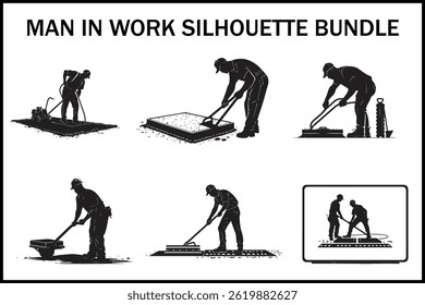 Conjunto de silueta de trabajador de construcción Paquete