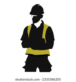 construction worker silhouette vector illustration