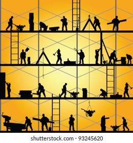 construction worker silhouette at work vector illustration