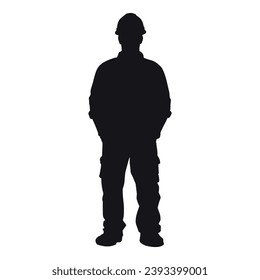 Construction Worker Silhouettes on White