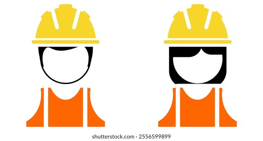 construction worker site or engineering, icon profile in two gender for job profession vector	