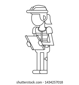 Construction worker smiling and holding clipboard cartoon isolated vector illustration graphic design