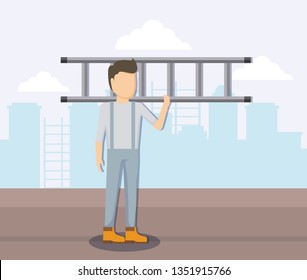 construction worker with stairs