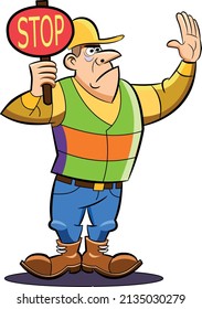 construction worker stopping traffic eventually