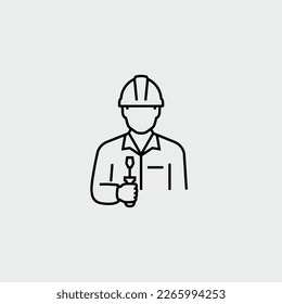 Ingeniero Técnico de Construcción Icono de línea vectorial Avatar