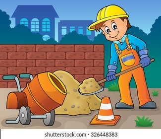 Construction worker theme image 6 - eps10 vector illustration.