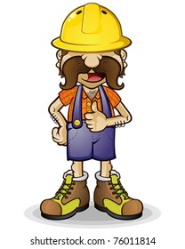 Construction Worker Thumbs Up Cartoon Character