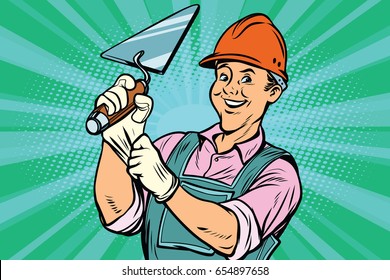 Construction worker with trowell