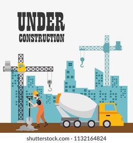 construction worker with under construction icons