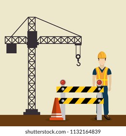 construction worker with under construction icons