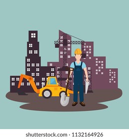 construction worker with under construction icons
