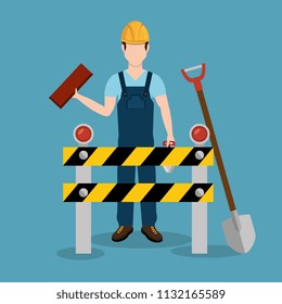 construction worker with under construction icons