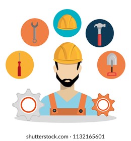 construction worker with under construction icons