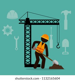 construction worker with under construction icons