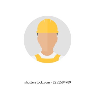 Bauarbeiter in Uniform Symbol, Bauarbeiter Bauarbeiter Logo Design. Mann, Person Profil Avatar mit Hard Helm und Jacket, Beamter, Bauingenieur Symbol Vektordesign und Illustration.