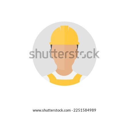 Construction worker in uniform icon, builder construction worker logo design. Man, Person Profile Avatar With Hard helmet and Jacket, civil worker, civil engineer icon  vector design and illustration.