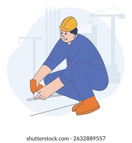 Construction Worker Using Power Drill, Flat Vector Illustration - Powered by Shutterstock - Get 15% off with code: PIKWIZARD15