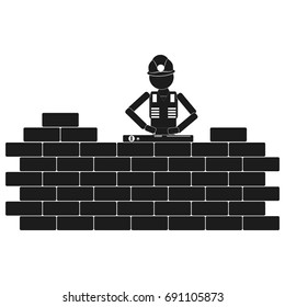 Construction worker Vector black icon on white background.