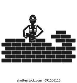 Construction worker Vector black icon on white background.