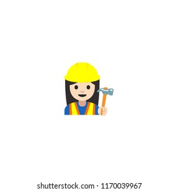 Construction Worker Vector Flat Illustration