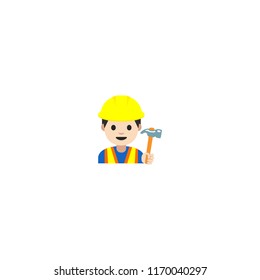 Construction Worker Vector Flat Illustration