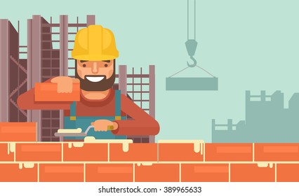 Trabajador de la construcción. Ilustración plana del vector