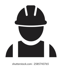Construction worker vector icon black and white