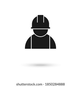 Construction worker vector icon, flat design