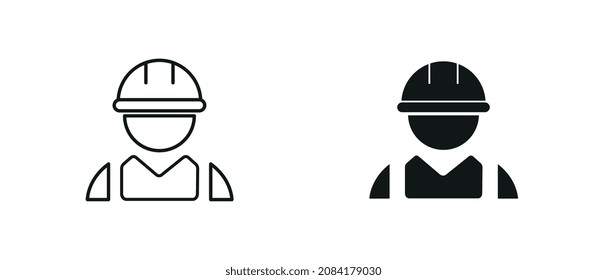 Construction worker vector icon isolated on white background.