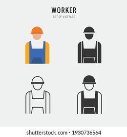 Construction Worker  Vector Icon Wokr Suit