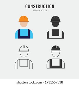 construction worker  vector icon work suit
