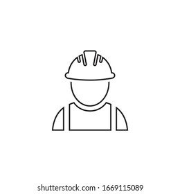 Construction Worker Vector Line Icon On White