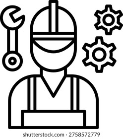 Construction Worker Vector Line Icon Style