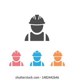 Construction worker vector set icon on white