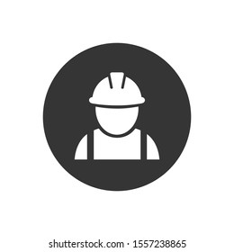 Construction worker vector white icon on gray