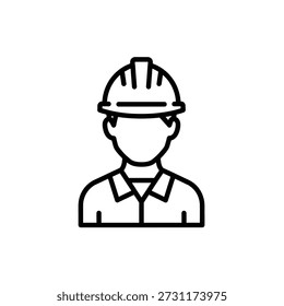 Trabalhador de construção usando um ícone de chapéu rígido símbolo gráfico