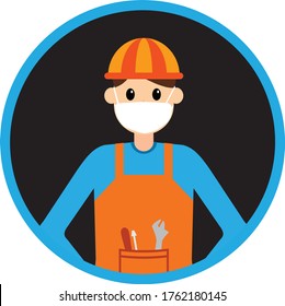 Un trabajador de la construcción lleva una máscara para cubrir su boca. una forma de prevenir los virus.