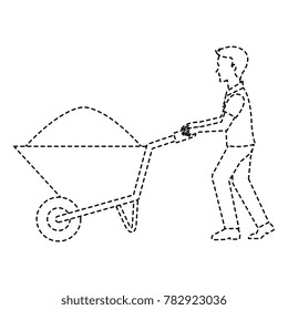 construction worker with wheelbarrow