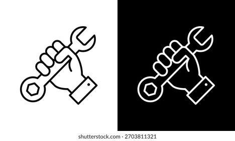 Construction Worker White Icon Set Design