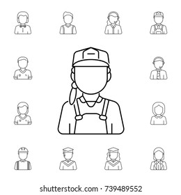 construction worker woman avatar. Set of avatar icons icon on white background