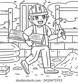 Bauarbeiter mit Holz- und Hammer-Färbung