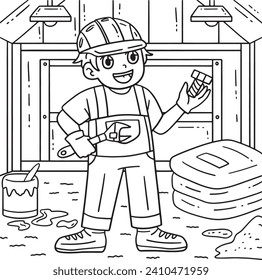 Trabajador de construcción con coloración de llave y tornillo