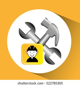 construction worker wrench hammer graphic vector illustration eps 10