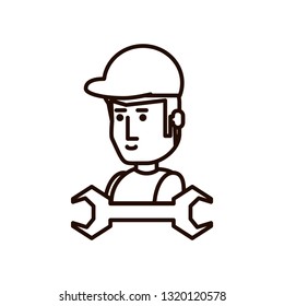 construction worker with wrench tool
