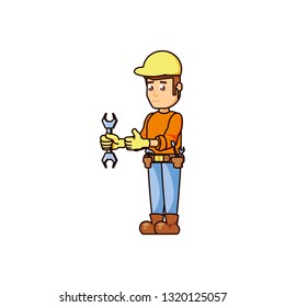 construction worker with wrench tool