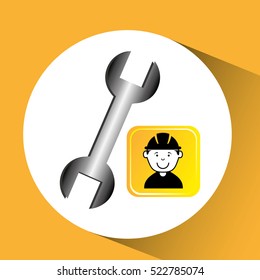 construction worker wrench tool graphic vector illustration eps 10